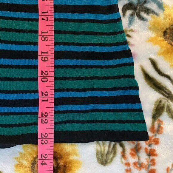 Vintage J  CO Silk Top Womens M Stripes 90s Mock Neck Short Sleeve Knit Silk - Picture 7 of 7